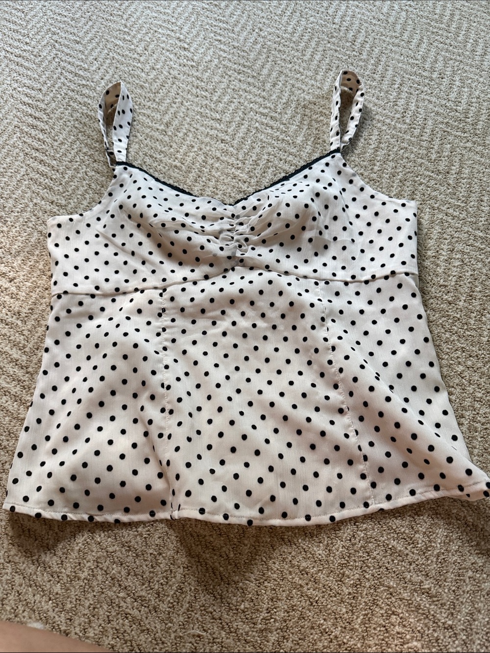 Hollister White Cami Top with Black Polka Dots